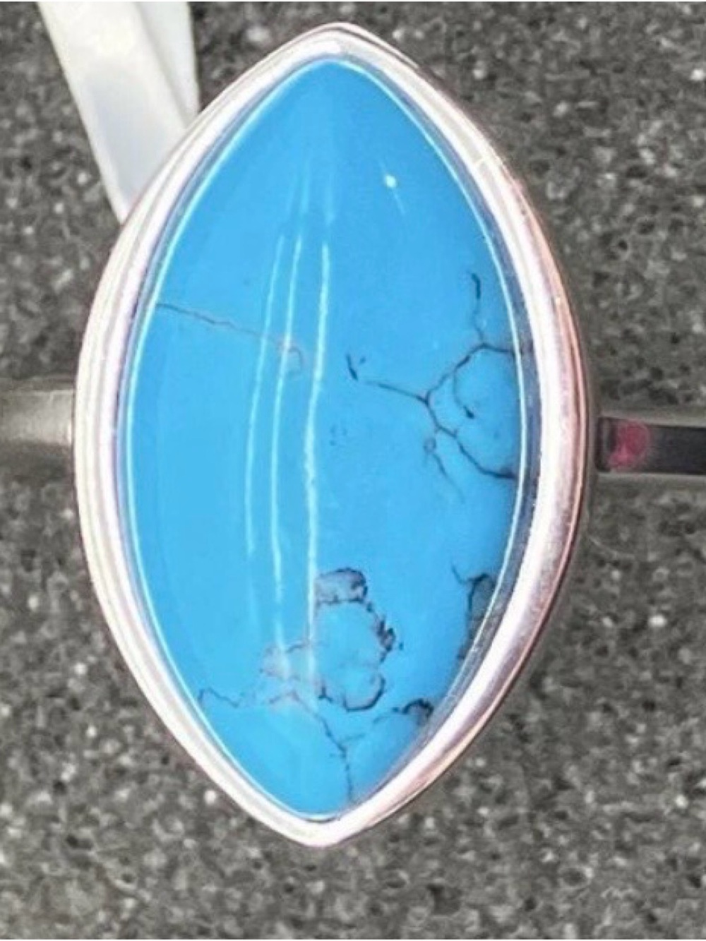 Sterling Silver Lab Created Turquoise Marquise Ring Adjustable